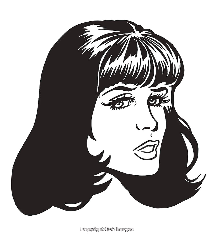 Retro Woman Illustration With Classic Hairstyle and Vintage Art Style