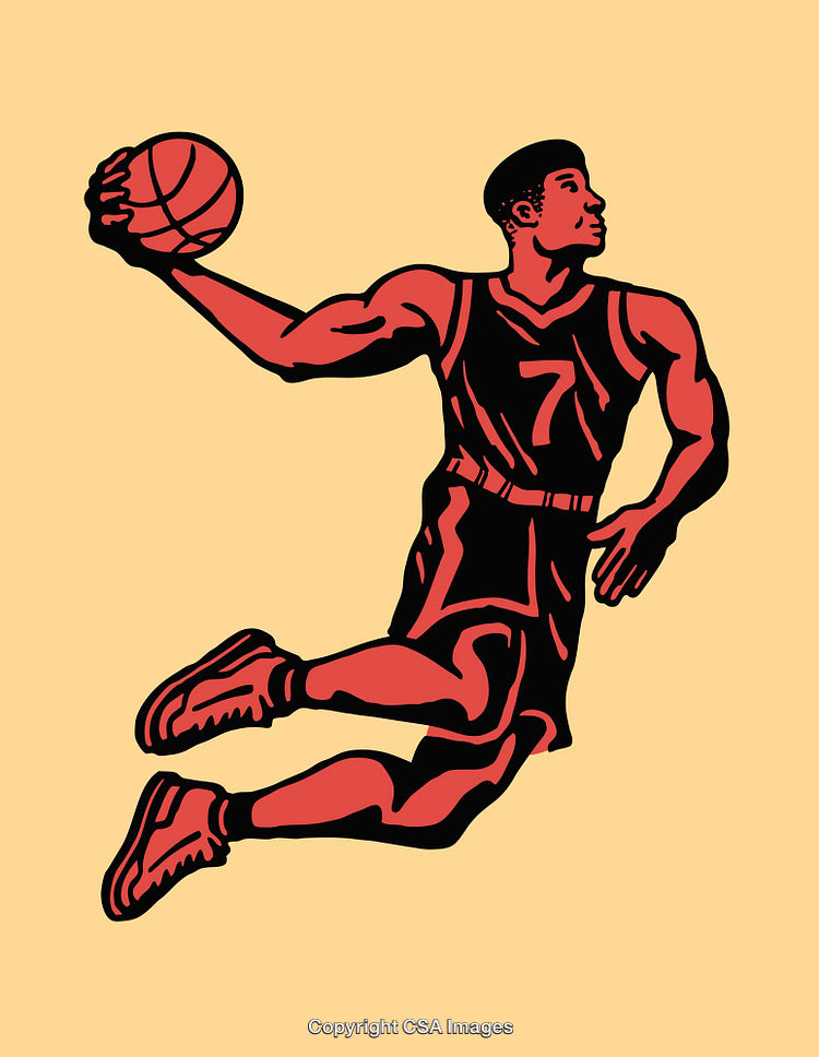 Colorful Line Art of a Basketball Player in Action With Dynamic Movement