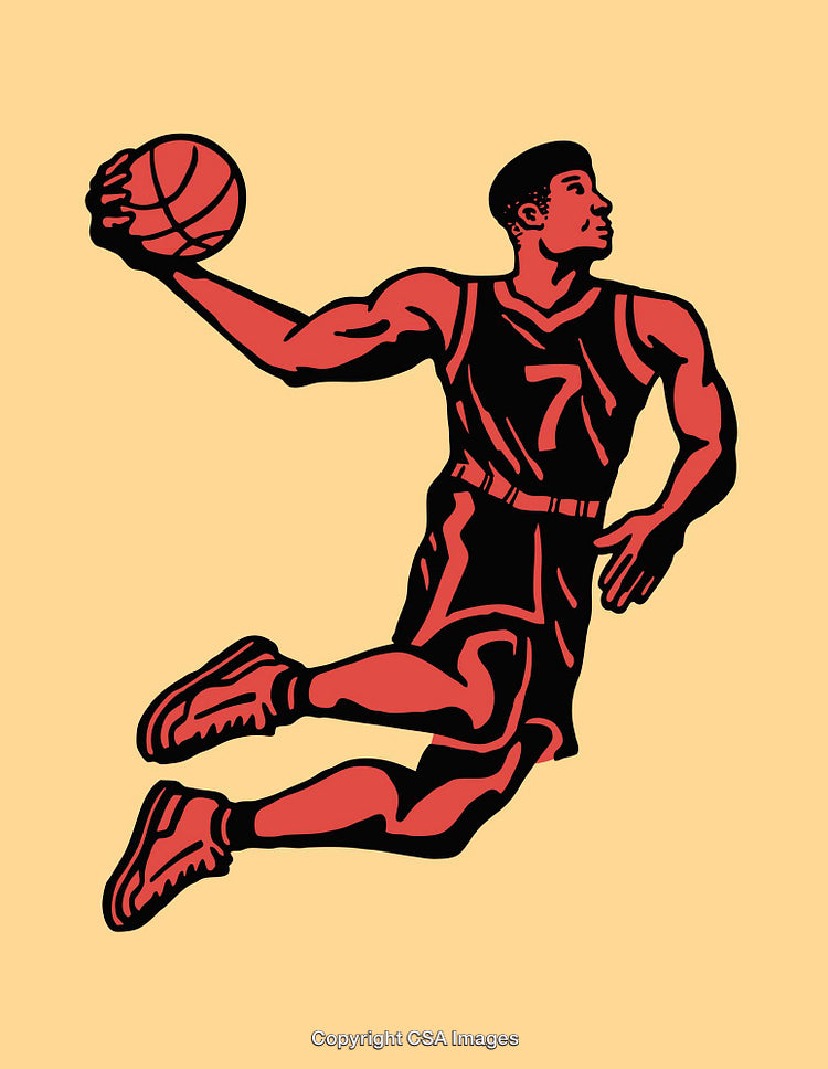 Colorful Line Art of a Basketball Player in Action With Dynamic Movement