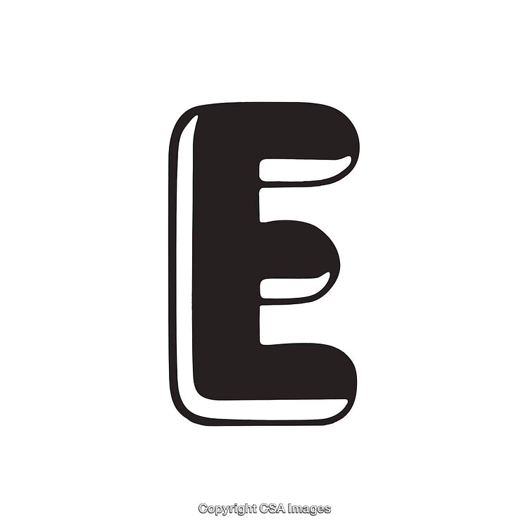 Black And White Stylized Letter E Design Illustration