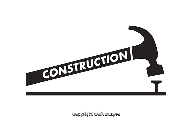 Black and White Illustration of a Hammer Featuring Construction Theme