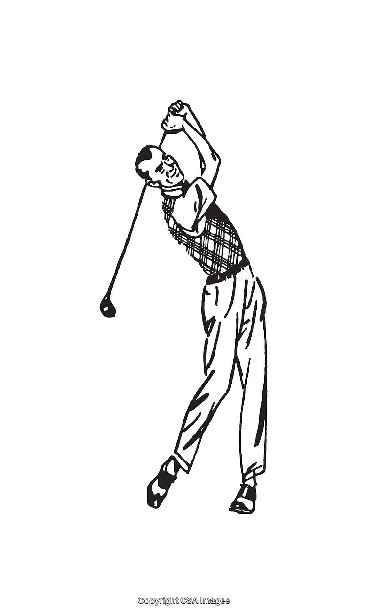 Black and White Line Art Wall Decor Featuring a Golf Swing
