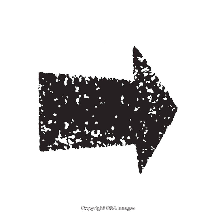Grunge Black and White Arrow Symbol Graphic on White Background