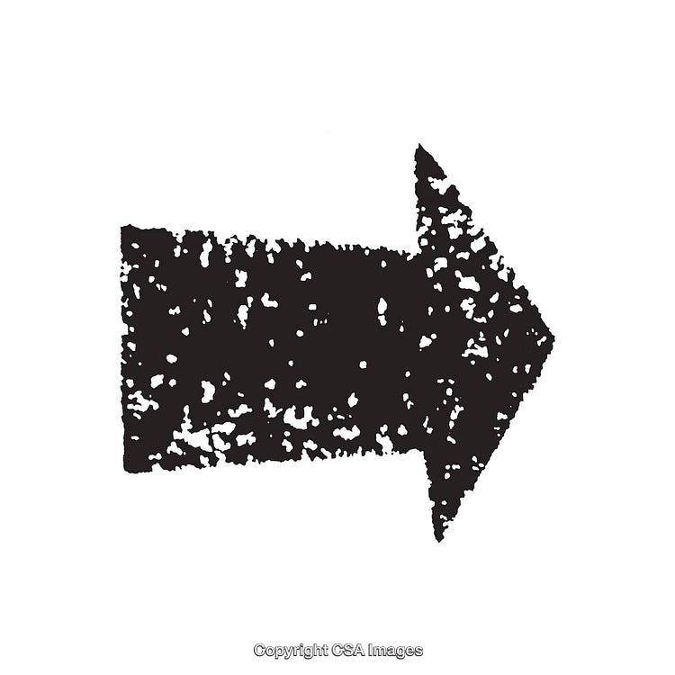 Grunge Black and White Arrow Symbol Graphic on White Background