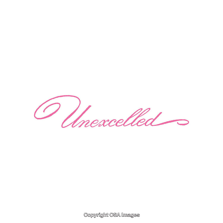 Elegant Pink Calligraphy Typography Displaying Word Unexcelled on White Background