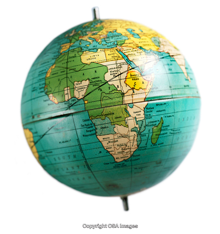 Decorative Vintage Globe Display Featuring Africa and Surrounding Continents