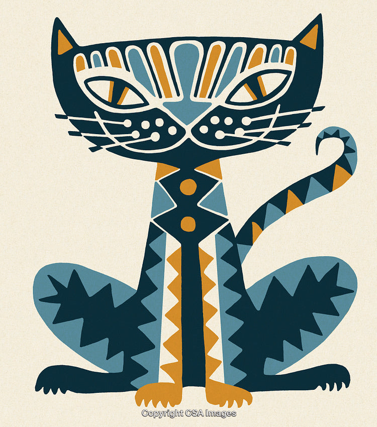 Abstract Geometric Illustration of a Cat in Vibrant Artistic Style