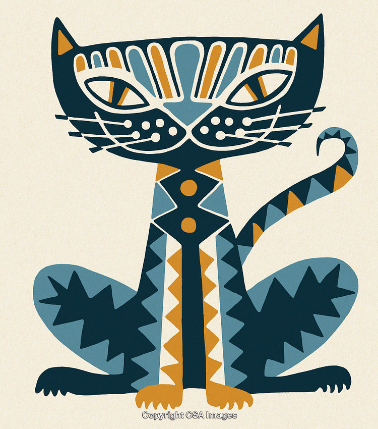 Abstract Geometric Illustration of a Cat in Vibrant Artistic Style