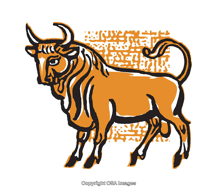 Stylized Illustration of a Bull with an Artistic Abstract Background