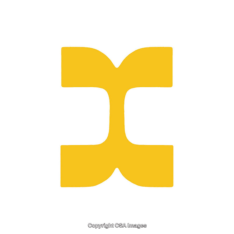 Yellow Stylized Letter 'I' Over a White Background