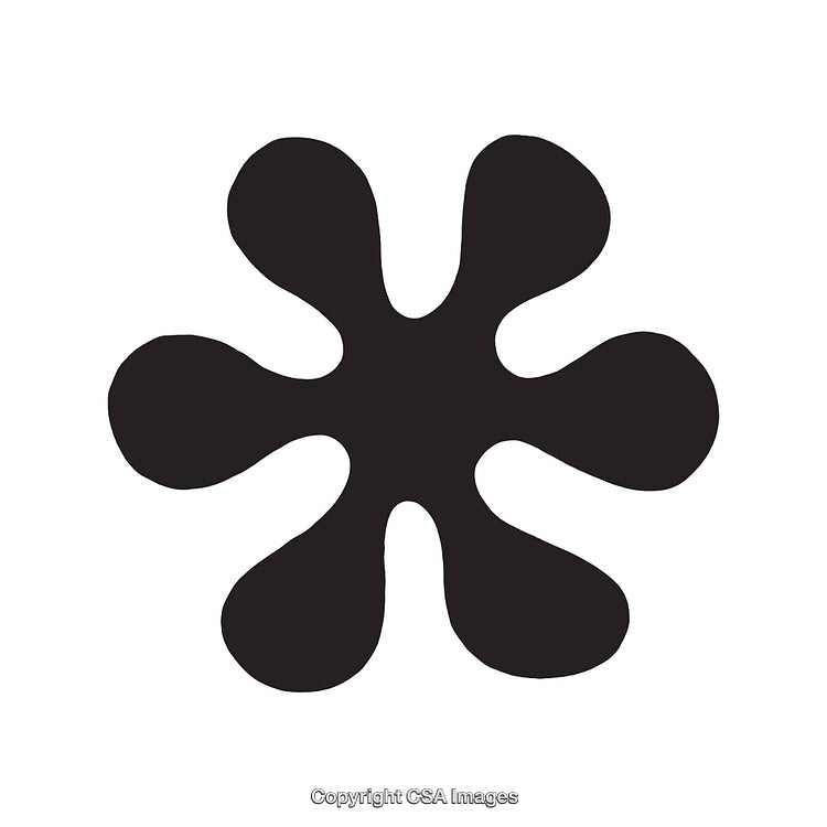 Abstract Black Dingbat Design With Decorative Splashes on White Background