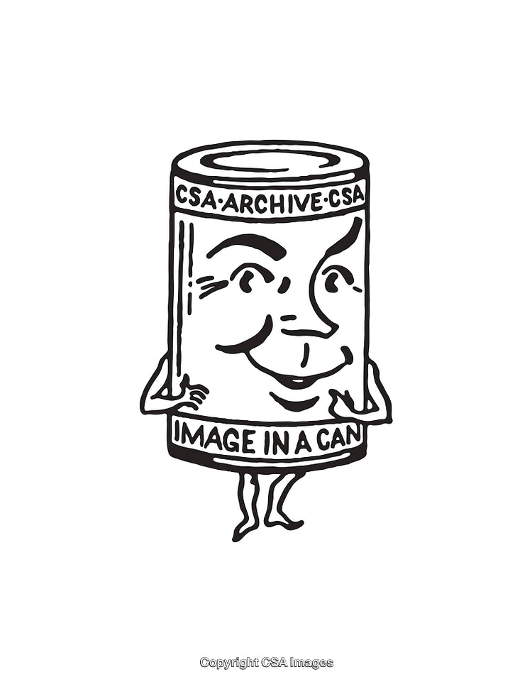Playful Line Art of a Smiling Anthropomorphic Tin Can