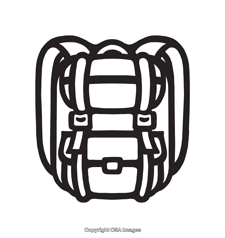 Black And White Line Art Of Backpack Illustration For Outdoor Usage
