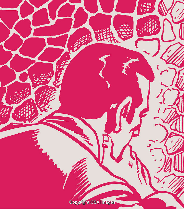 Abstract Illustration of a Man Thinking in a Stylized Artistic Manner