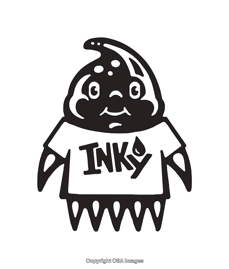 Black and White Line Art of a Cute Cartoon Character