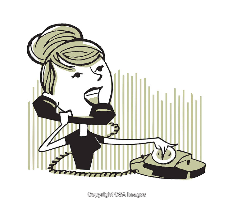 Retro Style Illustration of Woman Talking on a Telephone