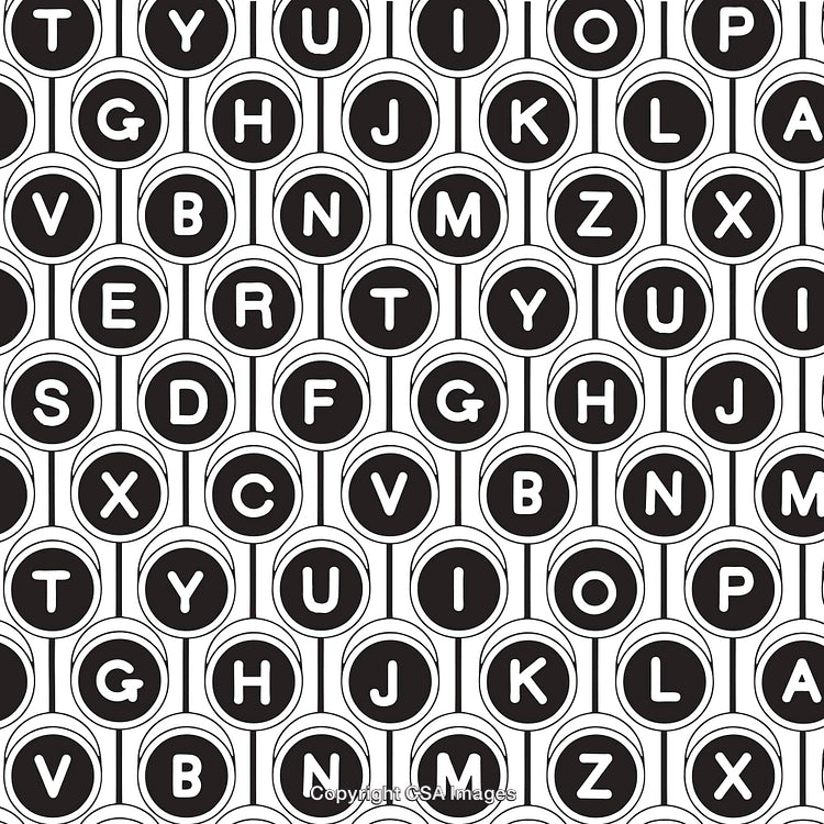Seamless Black and White Alphabet Pattern With Bold Letter Circles