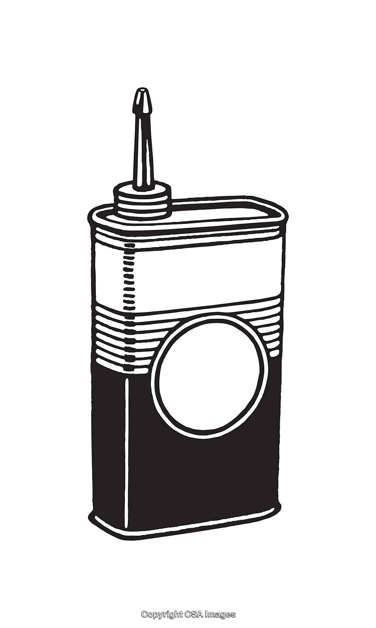 Vintage Oil Can Black and White Line Art Illustration