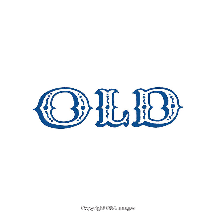 Stylized Blue Old-Fashioned Typography On White Background