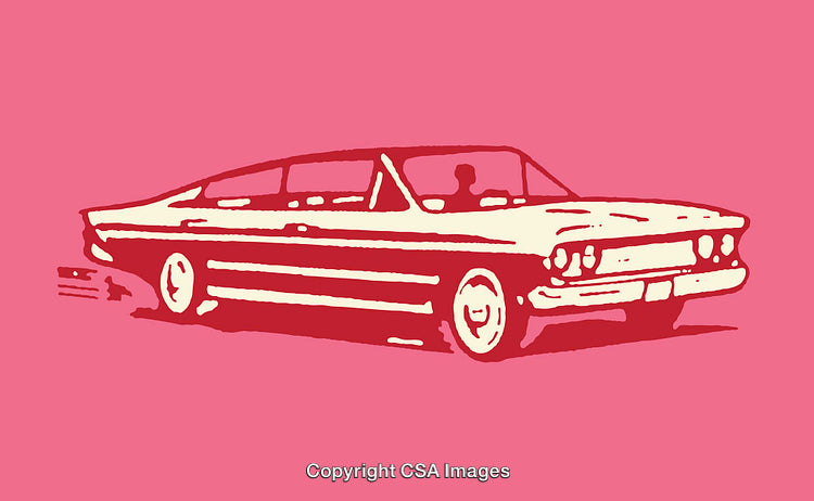 Vintage Line Art Illustration of a Classic Car in Retro Style