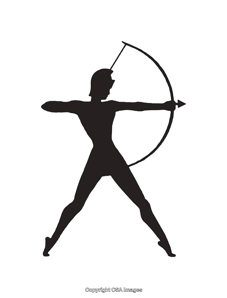 Silhouette of an Archer Aiming Bow and Arrow in Artistic Line Art