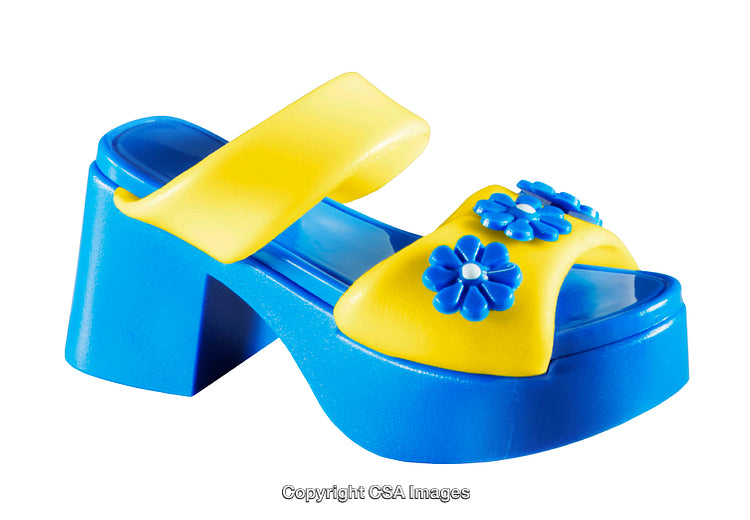 Colorful Toy Sandal With Floral Accents on White Background