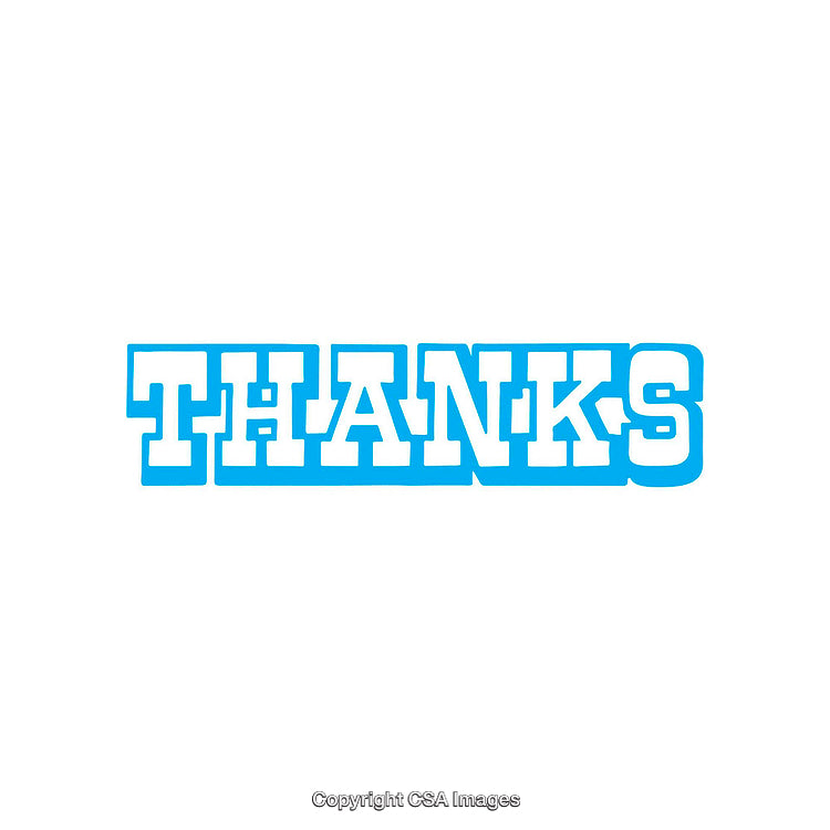 Blue Thanks Text on White Background in Decorative Style