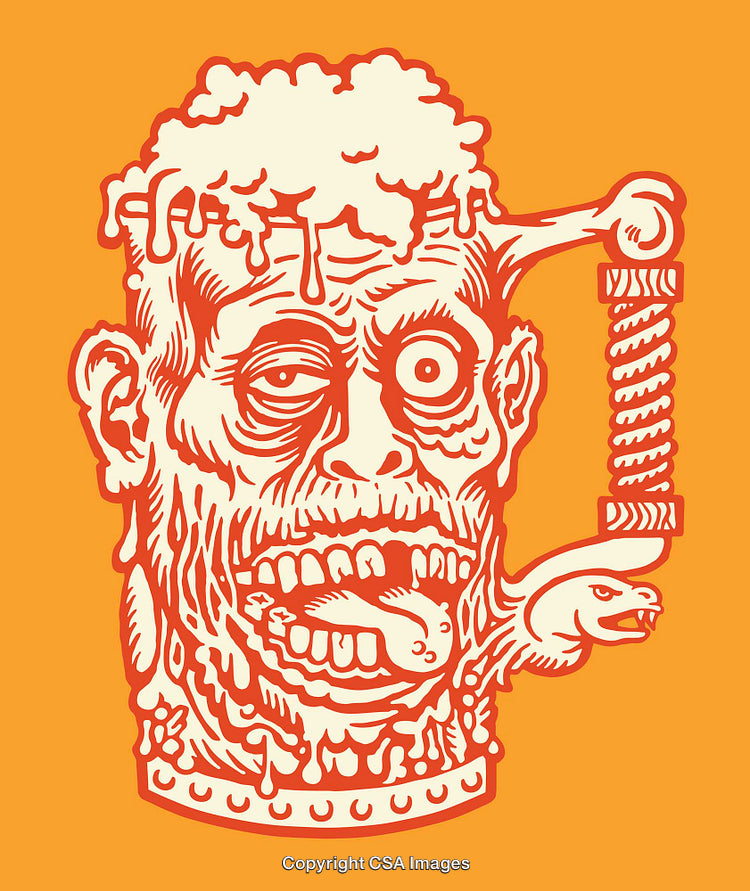 Colorful Surreal Illustration Featuring Wacky Zombie Elements and Bold Graphic Style