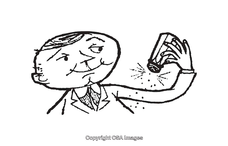 Line Art Illustration of a Person Sprinkling Salt, Symbolizing Cooking or Flavor