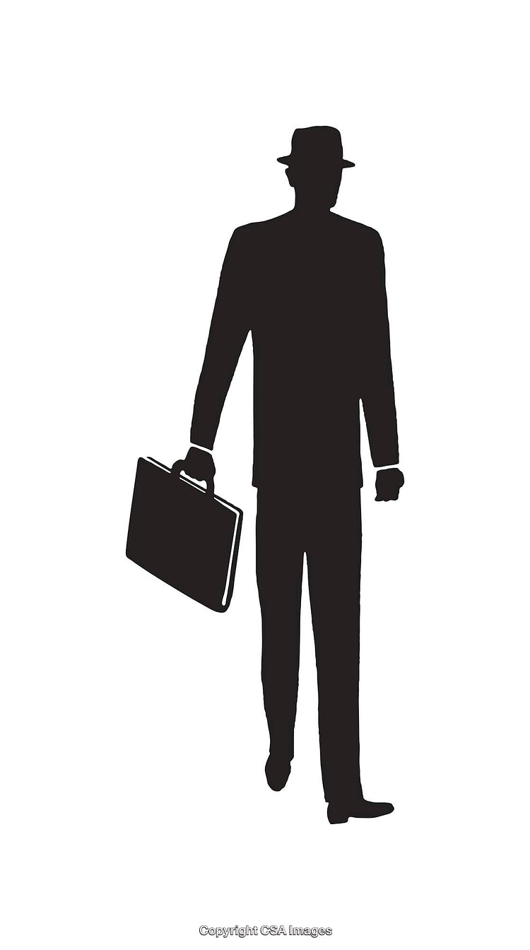 Silhouette of a Professional Holding a Briefcase in Black and White