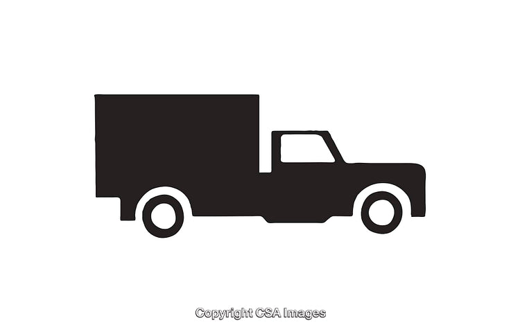Black and White Icon of Delivery Truck with Minimalist Style
