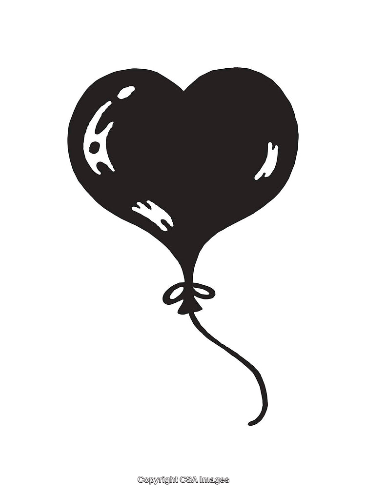 Black And White Heart Shaped Balloon Line Art Illustration