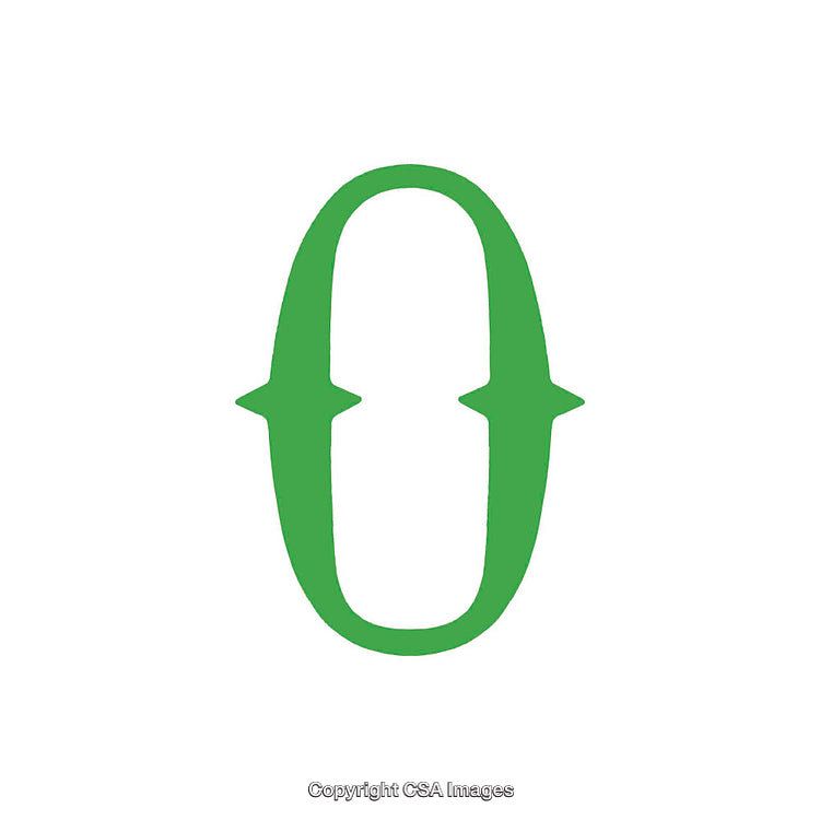 Green Numeric Zero Symbol Displayed on a White Background