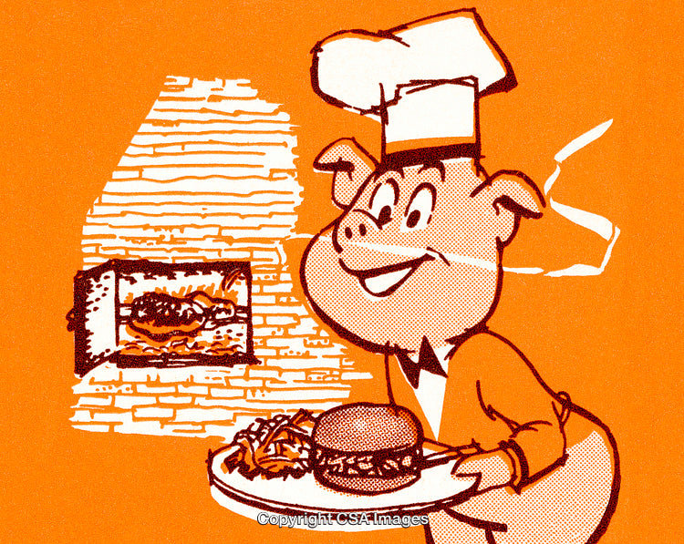 Illustration of a Cheerful Chef Pig Serving Delicious Barbecue Dishes