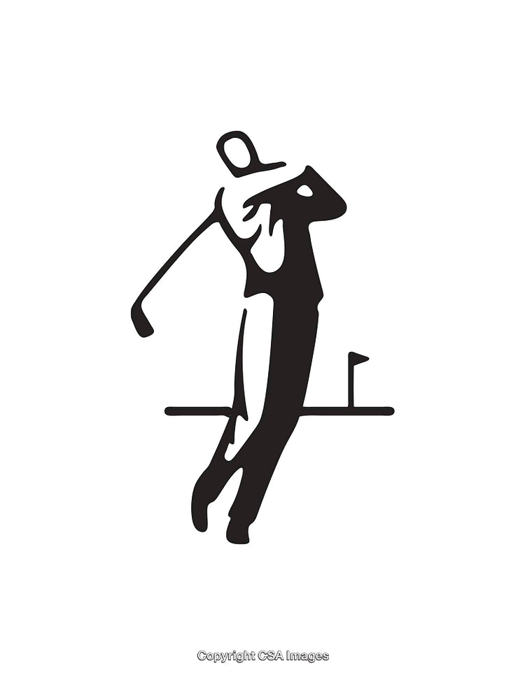 Minimalist Black And White Illustration of a Golfer Swinging a Club