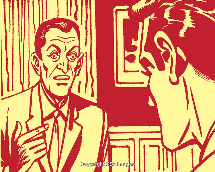 Retro Comics Sketch of Two Men Engaged in Intense Discussion