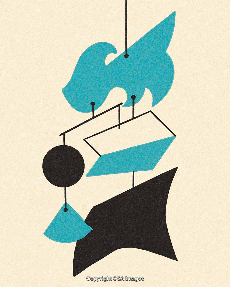 Abstract Geometric Shapes in Blue and Black Composition