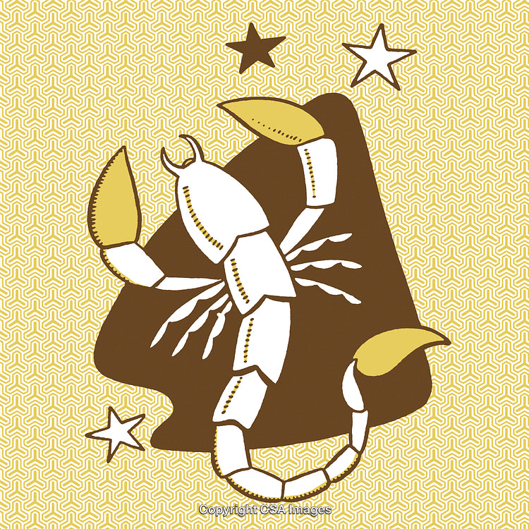 Artistic Illustration of a Scorpion in Abstract Style with Star Accents