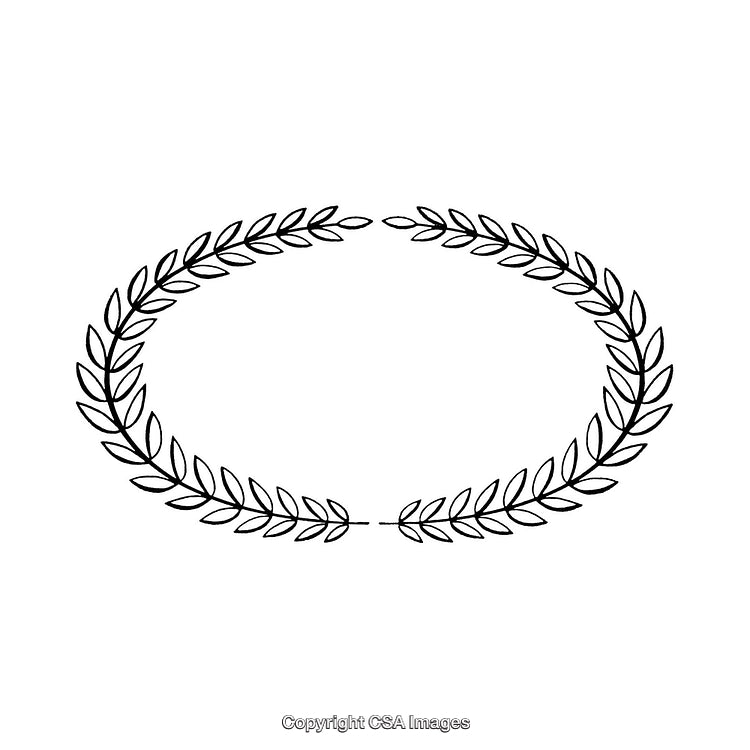 Black and White Laurel Wreath Border Illustration in Minimalist Design
