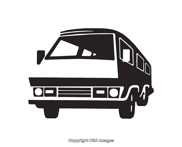 Simple Black and White Illustration of a Bus