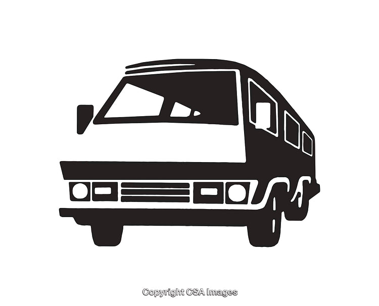 Simple Black and White Illustration of a Bus