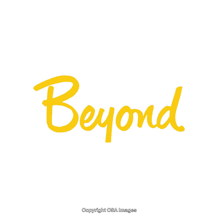 Yellow Script Text 'Beyond' On White Background Symbolizing Growth and Inspiration