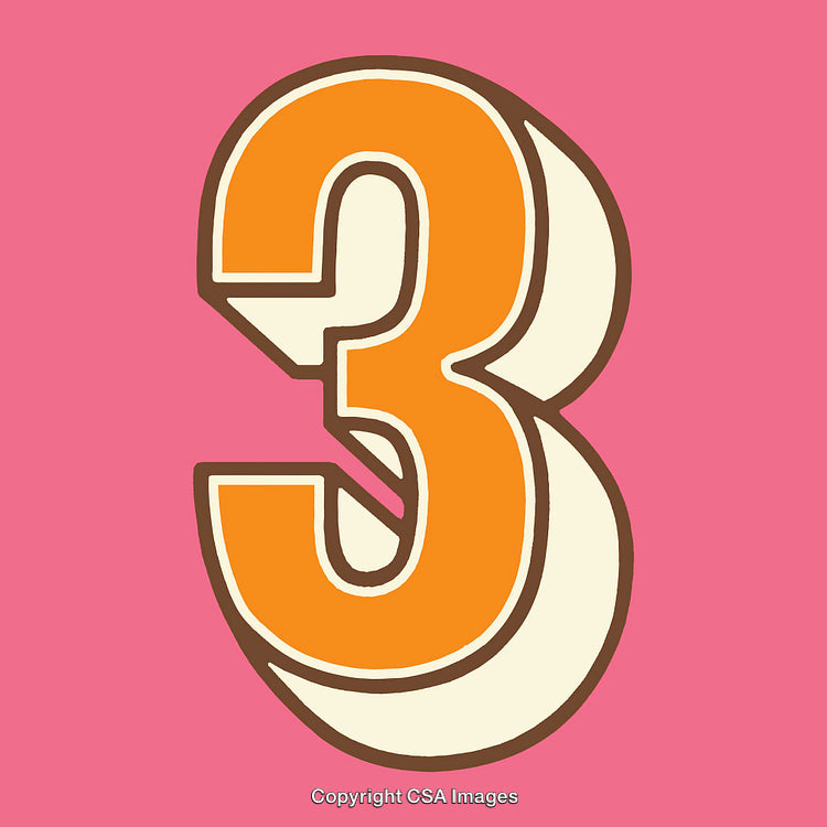 Bold Retro Typography Featuring the Number Three on Pink Background