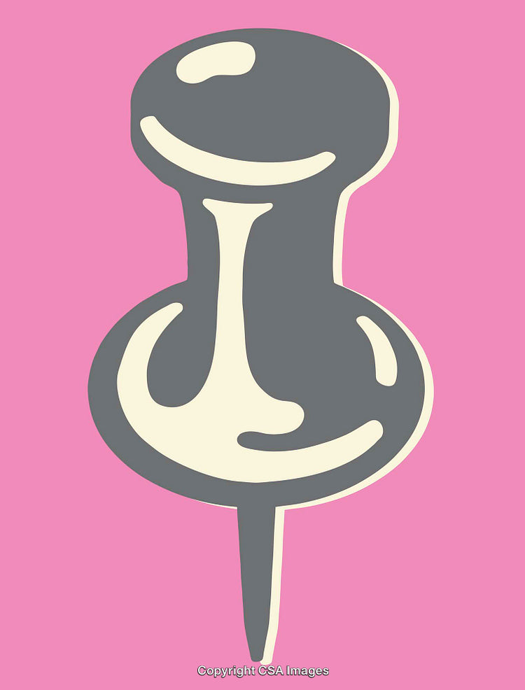 Minimalistic Illustration of a Pushpin with a Pink Background
