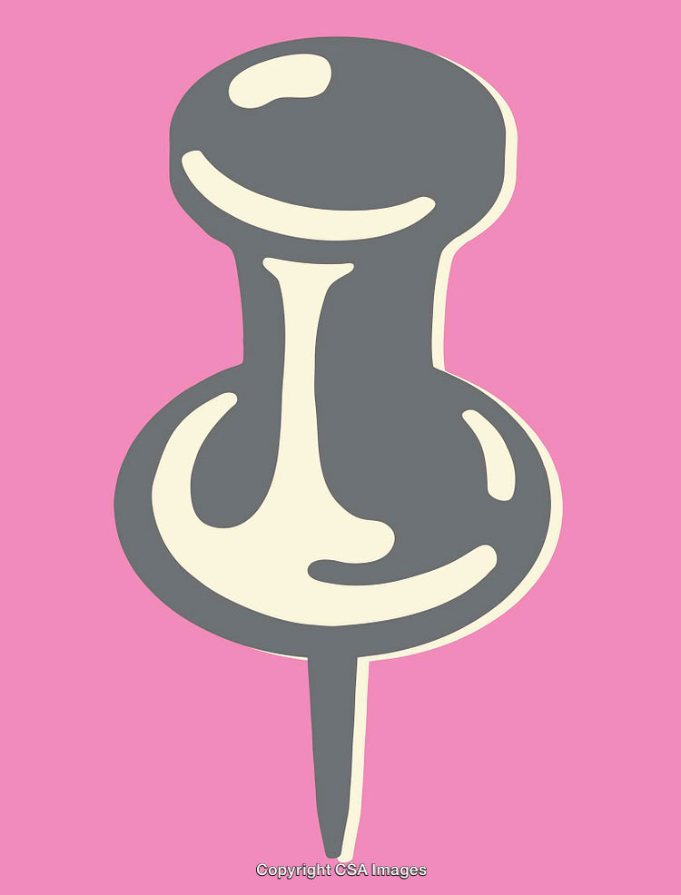 Minimalistic Illustration of a Pushpin with a Pink Background