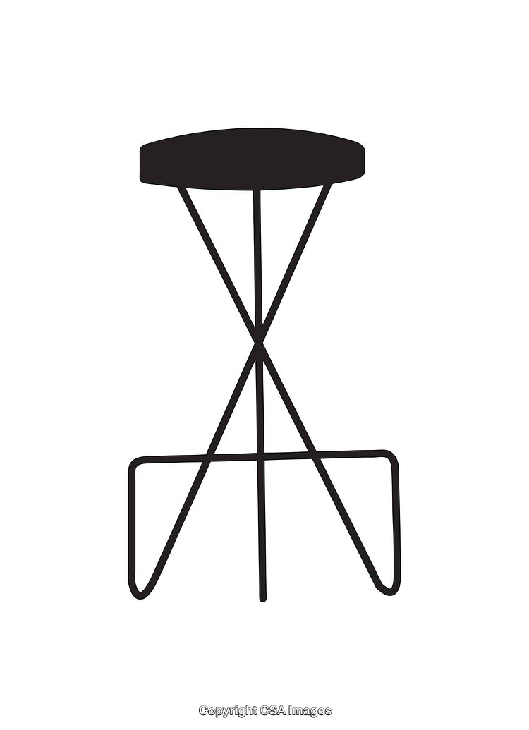 Minimalistic Icon of a Stool Silhouette on a White Background
