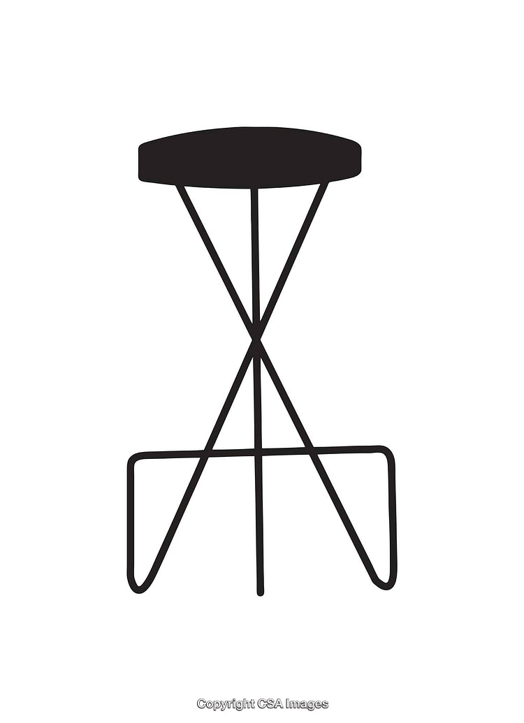 Minimalistic Icon of a Stool Silhouette on a White Background