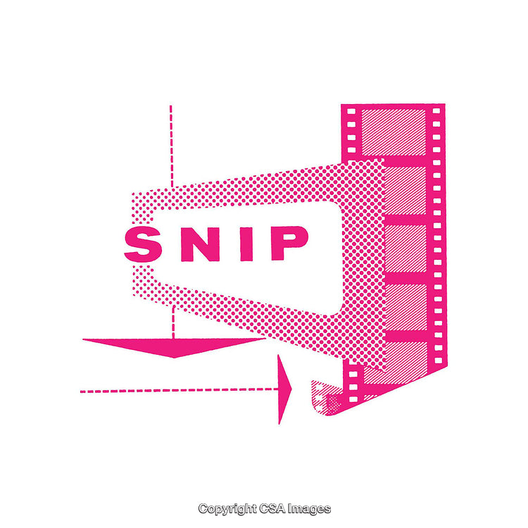 Pink Vector Illustration of Snip with Film Roll and Dotted Patterns
