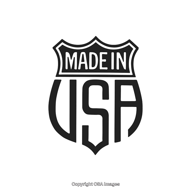 Made in USA Label Featuring Bold Shield Emblem Design