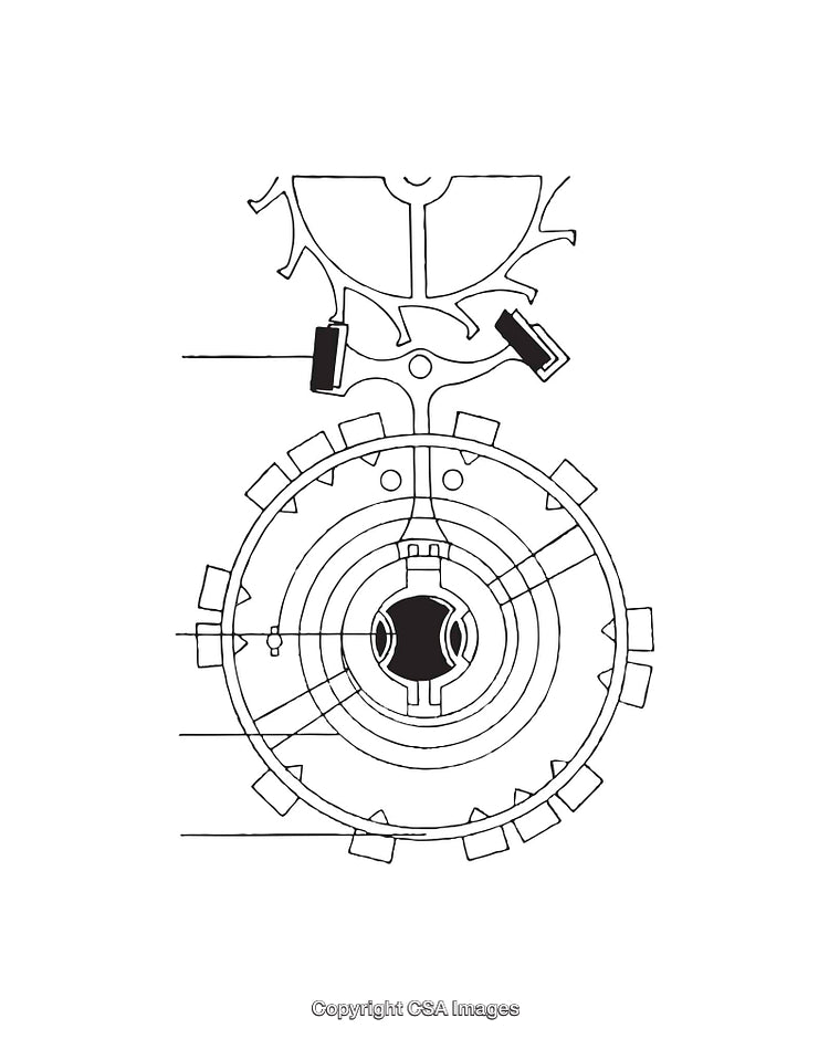 Detailed Diagram of a Mechanical Gear Mechanism in Black and White
